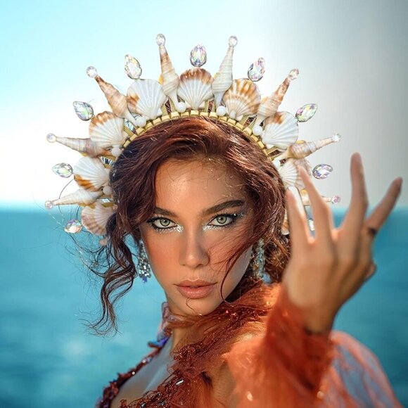Mermaid Crown Headband Seashell Gold Cosplay Renaissance Women Accessories main image 7